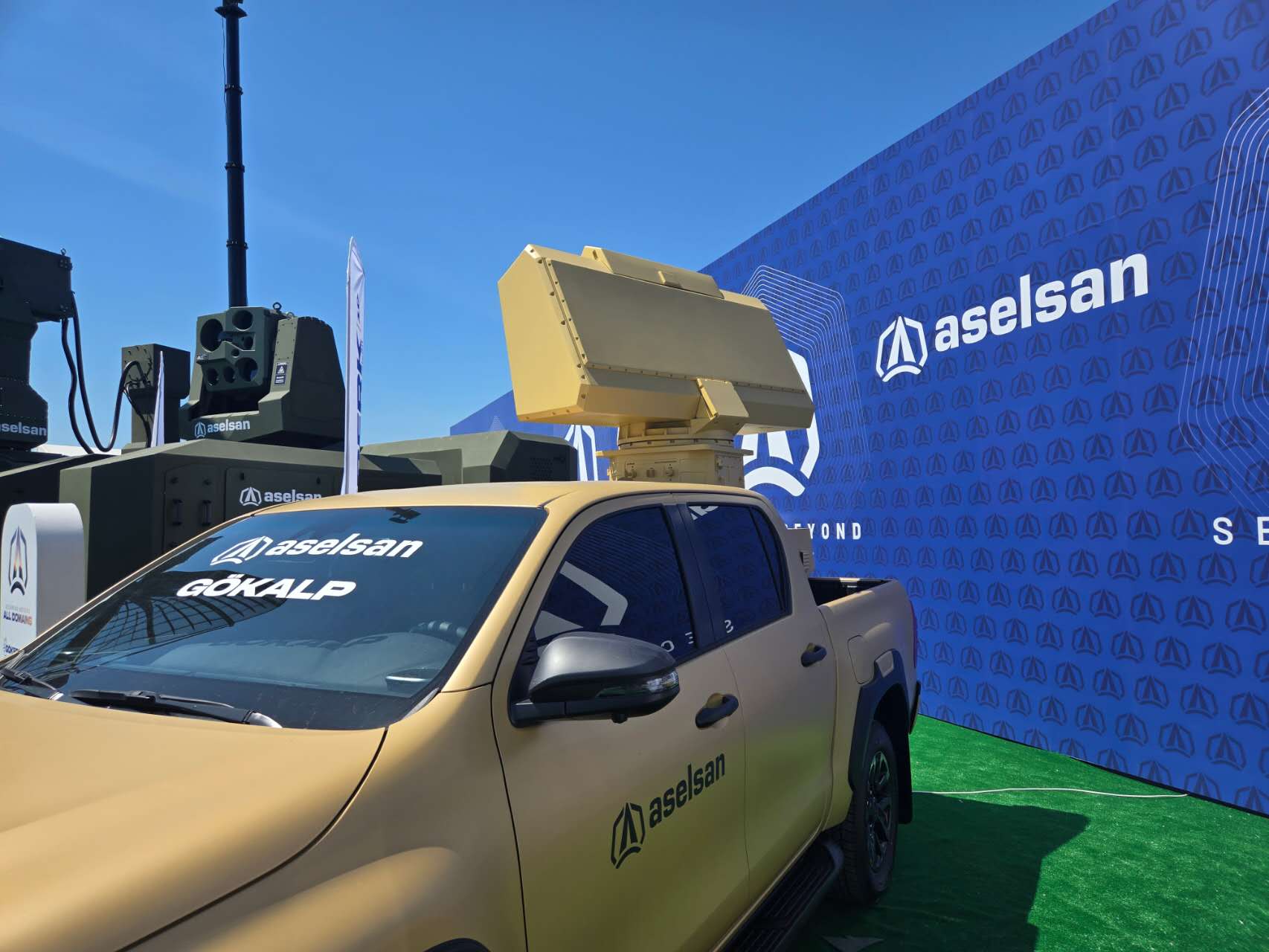 ASELSAN GOKALP counter-UAS vehicle display at SAHA 2026