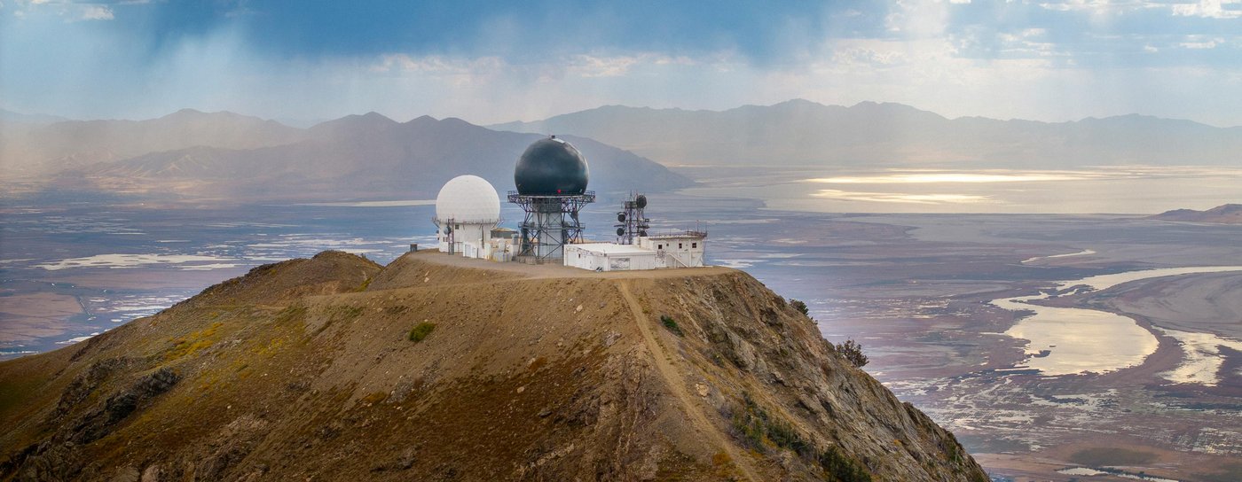 Radar installation on mountain ridge